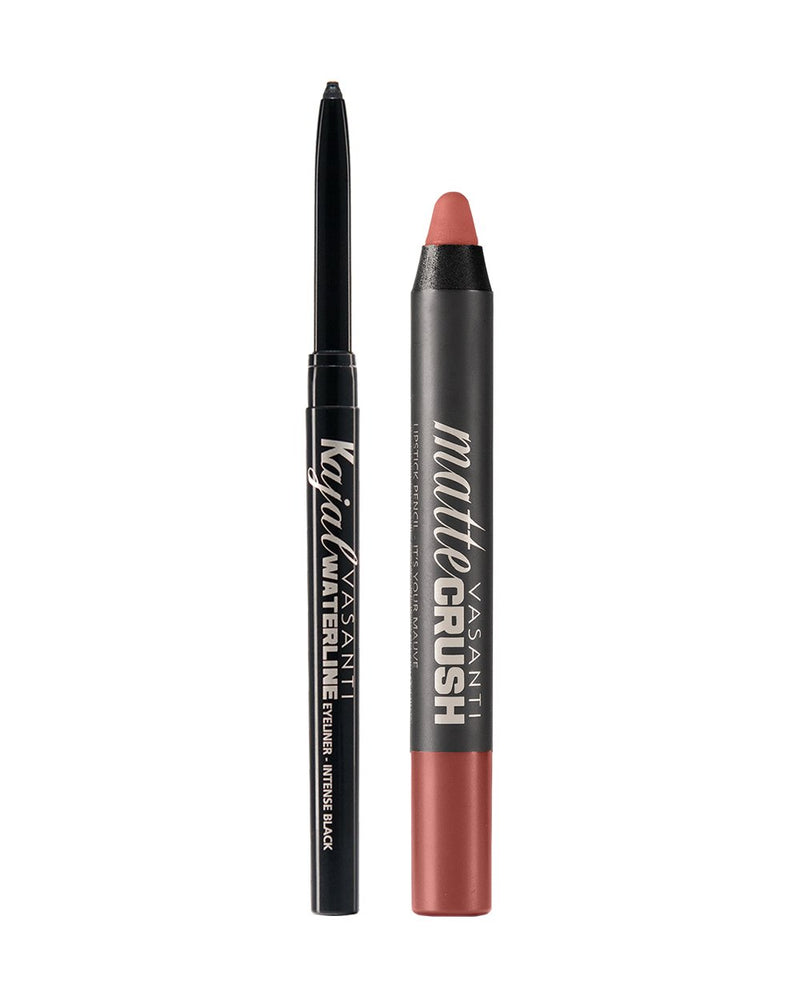 Vasanti Kajal Waterline Eyeliner and Vasanti Matte Crush Lipstick Pencil