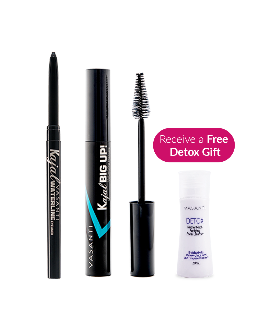 Kajal Big Up! Volumizing Mascara + Kajal Waterline Eyeliner + FREE Detox Deluxe Gift